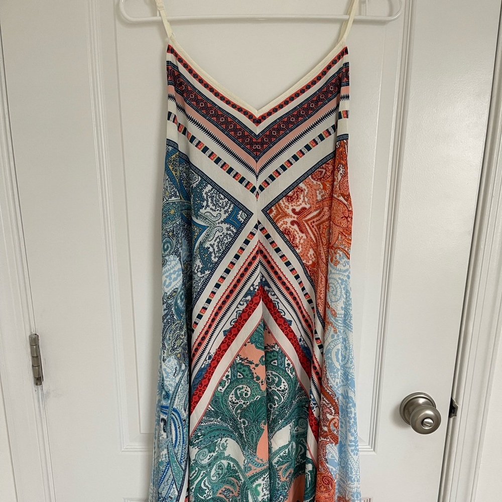 Printed asymmetrical midi dress